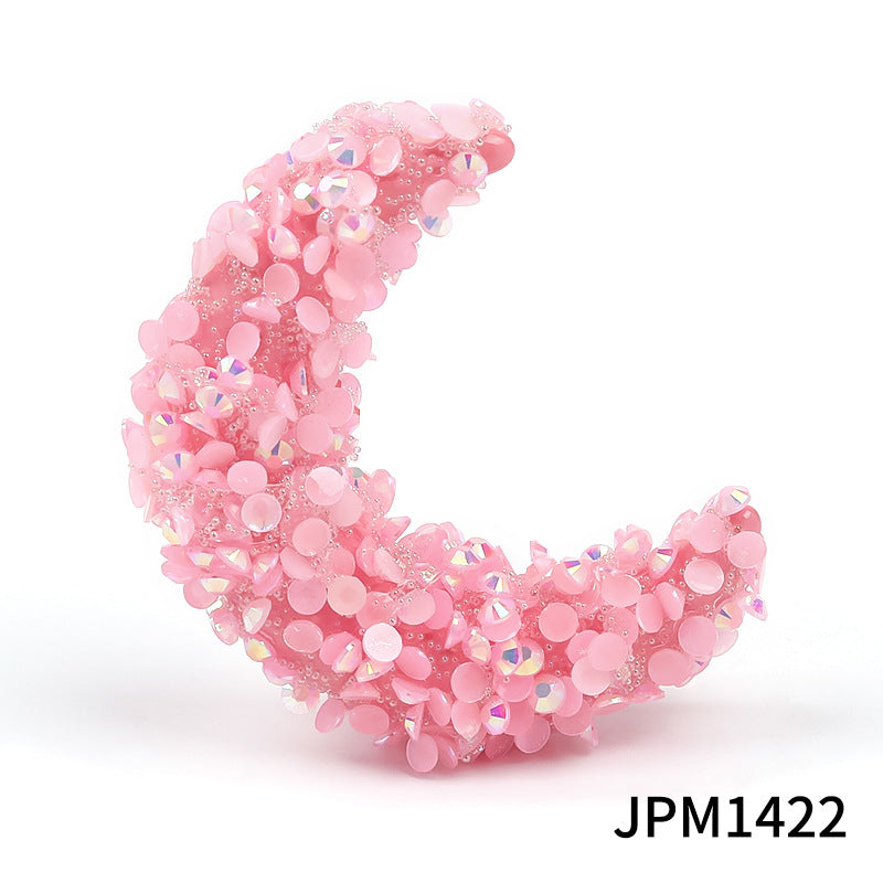 Wholesale 10PCS Jelly Color Big Moon Resin Drill Beads Cross Hole Acrylic Beads